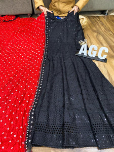Sal collection: red and black anarkali gown