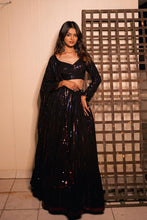 Blooming georgette black sequins Lehenga