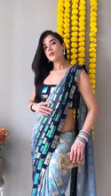 Partywear Blue box sequins saree
