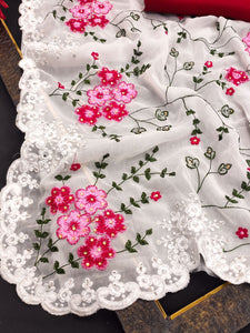 Floral diamond work saree