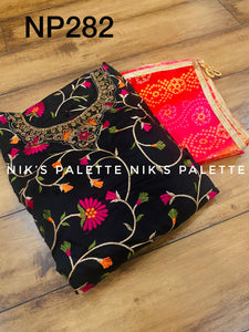 Niks collection: black floral anarkali