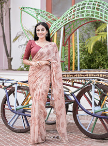 Pearl lace saree with readymade blouse