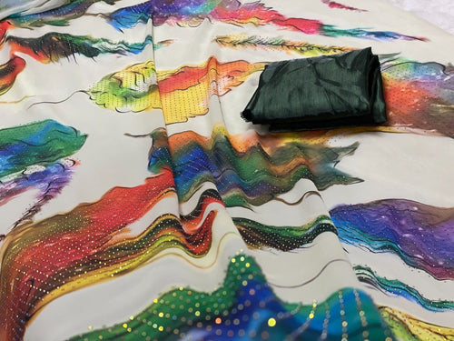 Rainbow sequins saree