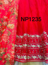 Niks collection: red anarkali with floral dupatta
