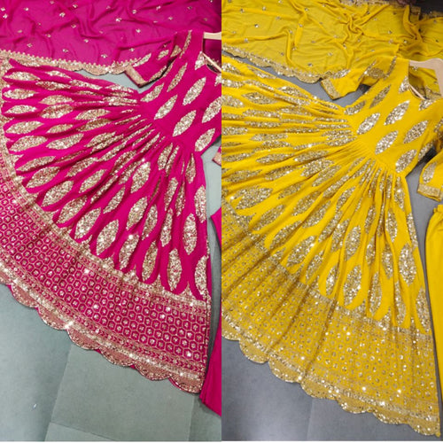 Gown with sequins embroidery