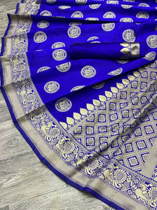 Royal blue banarasi saree