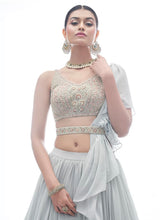 Kansi readymade collection - Light grey flowy elegant lehenga