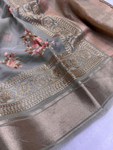 Organza silk saree with embroidery