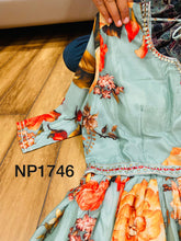 Niks collection - sea green floral digital print gown