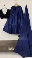 Midnight blue sequinned Lehenga