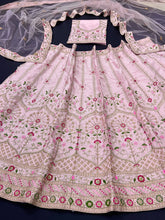 Light pink satin Lehenga