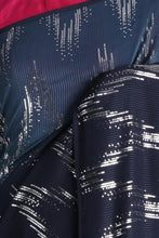 Partywear navy blue and silver zigzag sequins saree