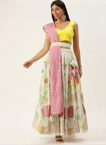 Floral sequinned Lehenga