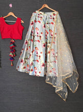 Indo western style satin silk lehengas