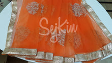 Orange net dupatta with jari work