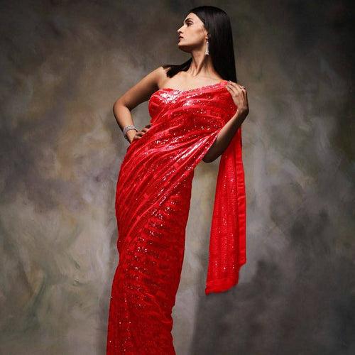 Celebrity box style sequins saree