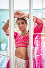 White and pink georgette Lehenga choli