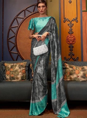 Printed Japan crepe saree