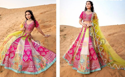 Boutique collection - pink colourful sangeet Lehenga