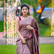 Maroon banarasi silk saree