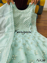 Karigari collection: Sea green chanderi gown