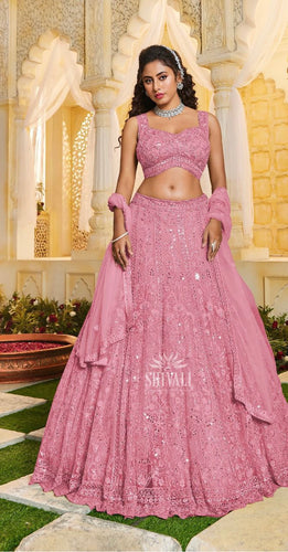 Shivali - pink mirror work Lehenga