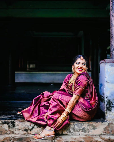 Two tone dark wine/purple banarasi saree