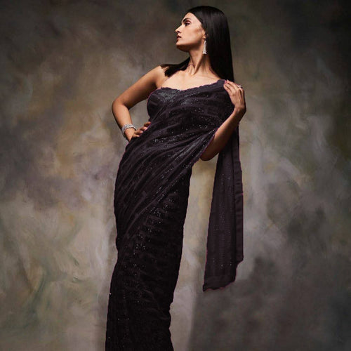 Celebrity box style sequins saree