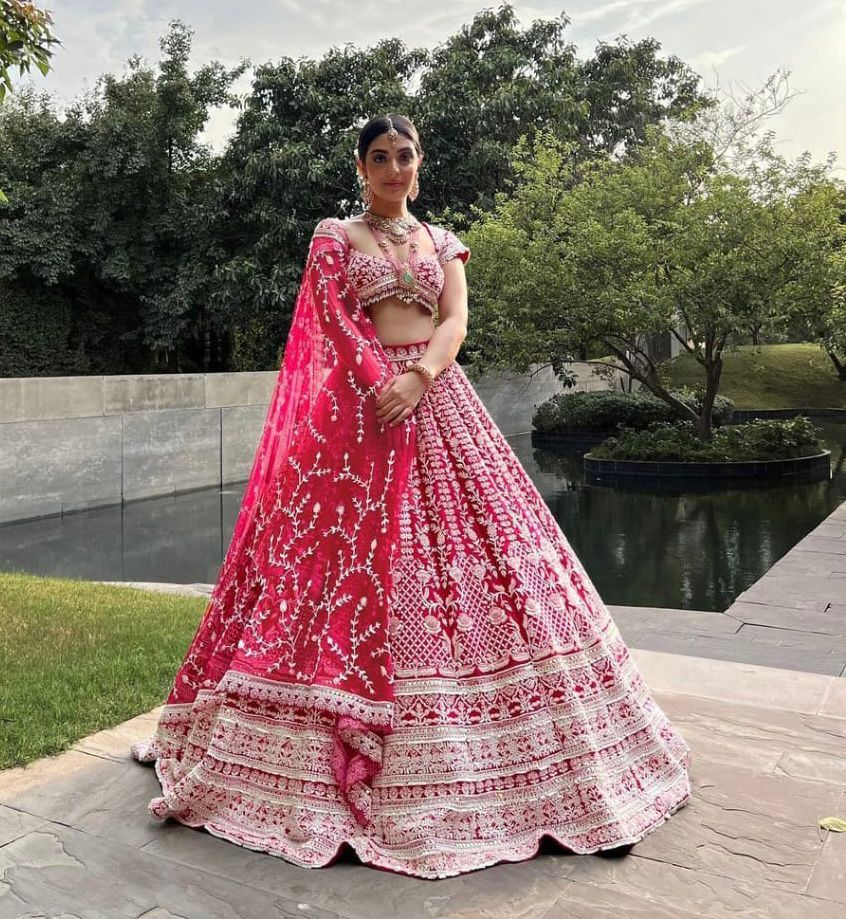 Rani pink partywear silk Lehenga