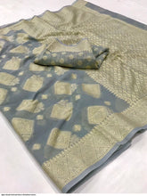 Chikankari work Lucknowi saree - grey