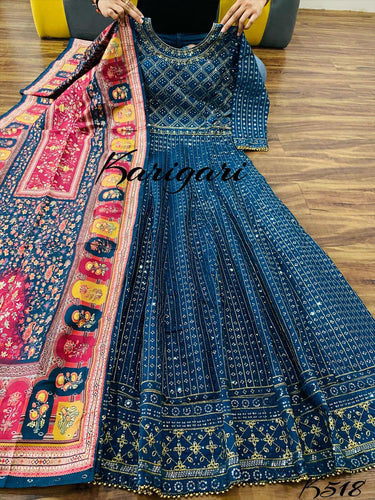 Karigari collection: blue chanderi silk anarkali