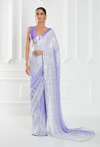 Karina two toned sequinned wedding sarees in pastel colours