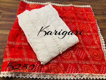 Karigari collection: Off white anarkali with bandhani dupatta