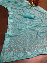 Classic sequins saree with floral border - 7 amazing colours!