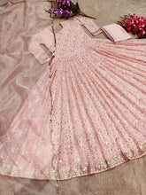 Pale pink sequins work gown