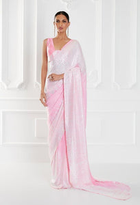 Karina two toned sequinned wedding sarees in pastel colours