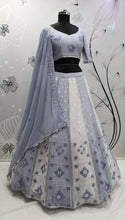 White and powder blue Lehenga