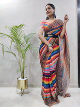 Colourful Sabyasachi inspired ready to wear saree with Sabyasachi inspired belt