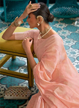 Chikankari work Lucknowi saree - peach