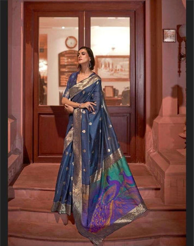 Modal peacock silk collection - navy blue