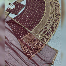 Dark coffee cotton silk Lehenga