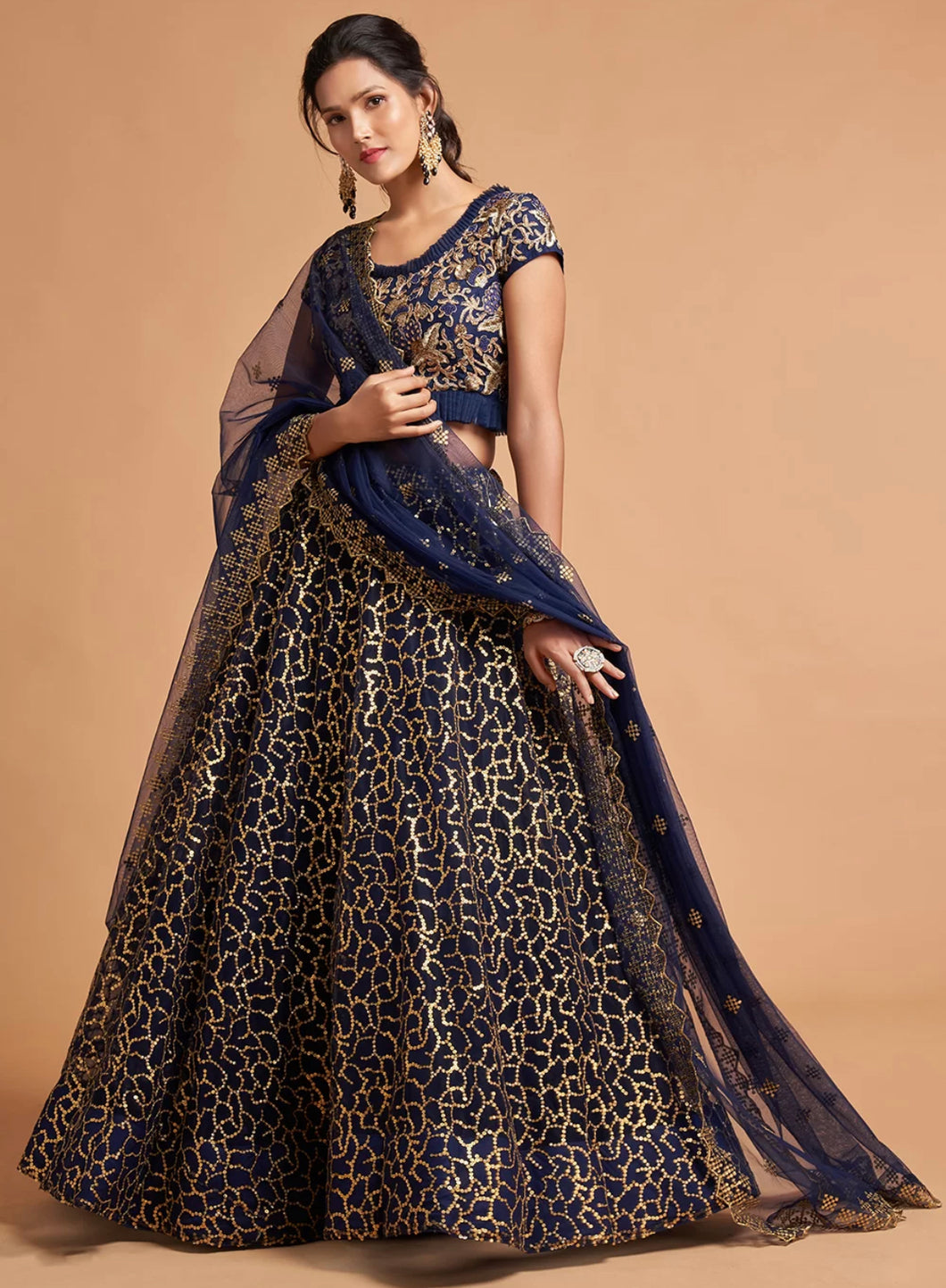 Navy blue badal lehenga