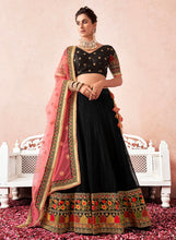 Black multi coloured thread Lehenga