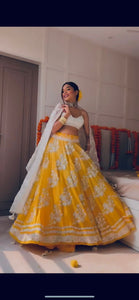 Yellow chine sequins Lehenga