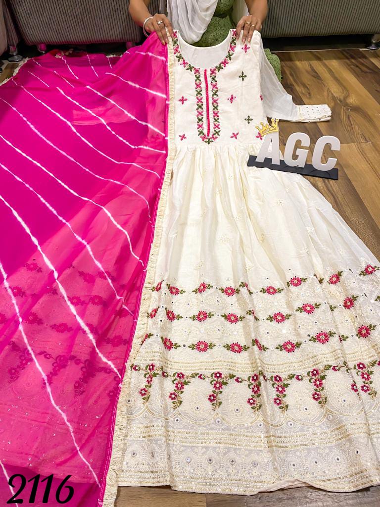 AGC collection: White cambric cotton anarkali