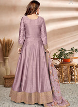 Art silk gown with floral dupatta- mauve