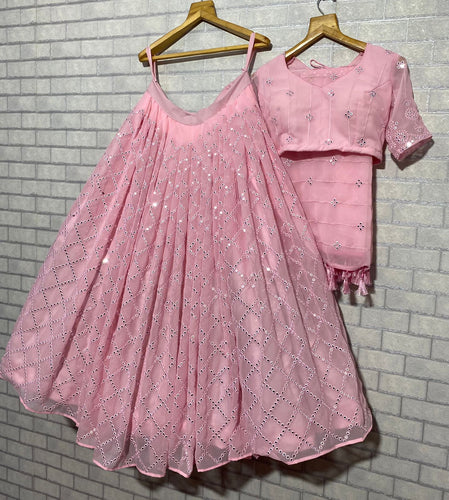 Baby pink sequins Lehenga