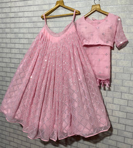 Baby pink sequins Lehenga