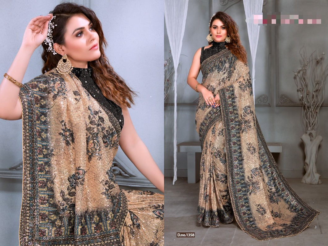 Wedding exclusive floral sequins saree