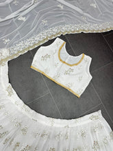 White floral and butterfly sequinned Lehenga